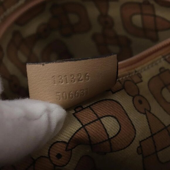 GUCCI GG Canvas Guccissima Abbey Bag Leather Beige Gold 131326 Auth 147484 - Picture 11 of 16